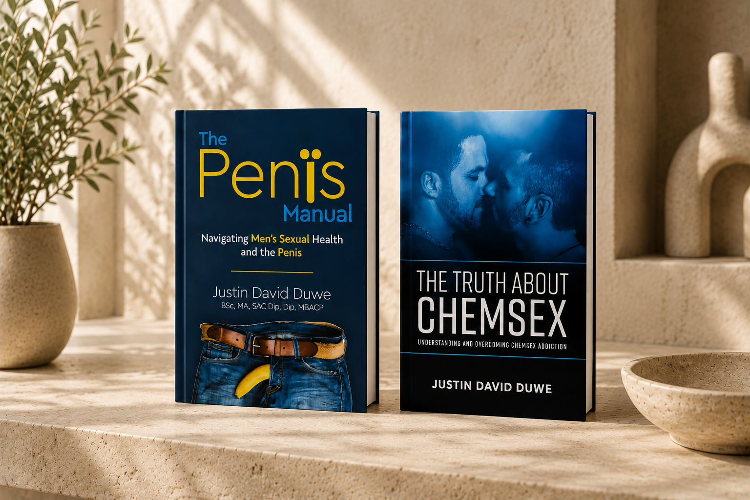 The Penis Manual and The Truth About Chemsex, both written by Justin David Duwe